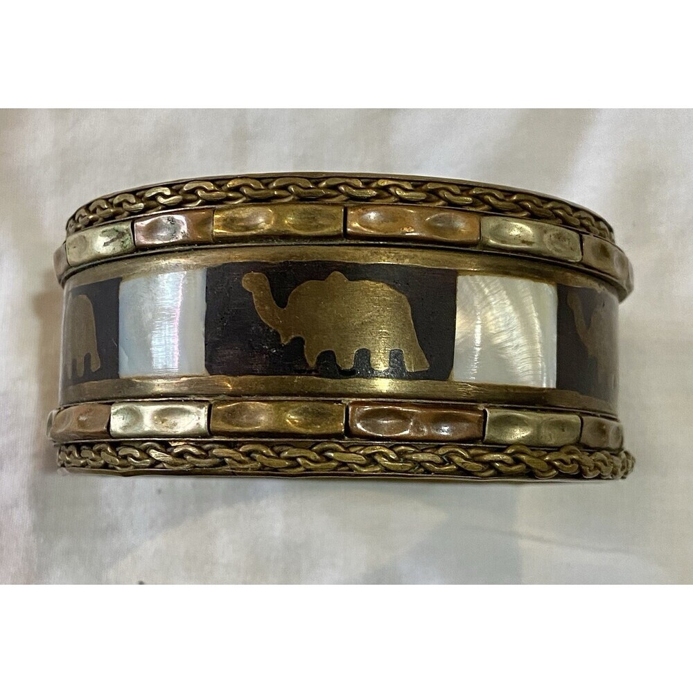 Wide Brass And Copper Bangle Bracelet